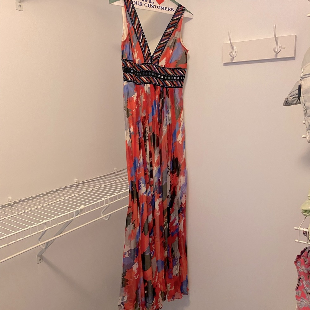 BCBG multi colored long dress